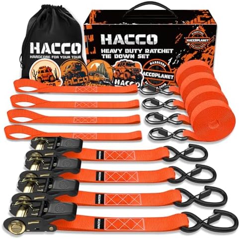 Haccoplanet Ratchet Tie Down Straps, 1 in x 16 ft by Haccoplanet