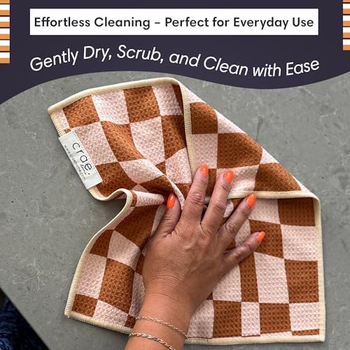 Double-Sided Microfiber Washcloths, Waffle Weave Kitchen Washcloths - Image 5