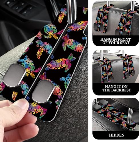 PU Leather Car Seat Hook, Storage Headrest Hanger, Cute Car Backseat Organizer - Image 3
