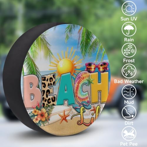Summer Beach Blue Spare Tire Cover Dust-Proof Wheel Protector - Image 3