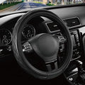 Road Comforts Leather Steering Wheel Cover – Black & Black, Universal Fit by RoadComforts