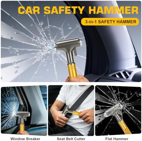 Window Breaker, 3 in 1 Car Safety Hammer and Seat Belt Cutter Safety Emergency - Image 3