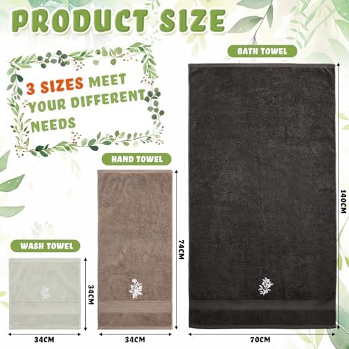 Peryiter 3 Pack Boho Botanical Decorative Bath Towel Set - Image 2