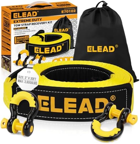 3" x 30Ft Recovery Tow Strap Heavy Duty by ELEAD