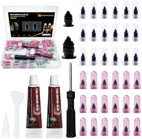 66 PCS Tire Repair Rubber Nails Kit by RICHUPON