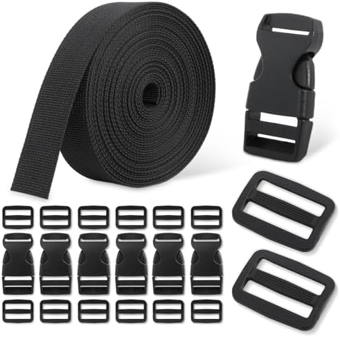 1-Inch Buckle and Strap Kit, 6-Yard Polyester Webbing, 6 Buckles by Unknown