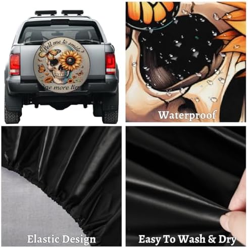 Skull Spare Tire Cover 15in Spare Wheel Covers Tire Storage Cover - Image 4