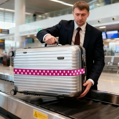 Hot Pink Polka Dot Luggage Straps - Image 7