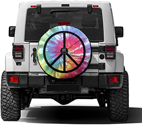 Peace Sign Tie Dye Pattern Spare Tire Cover by Foruidea