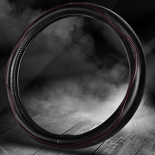 HAOKAY Top Grade Black Genuine Leather Steering Wheel Cover Women Men, Luxury - Image 5