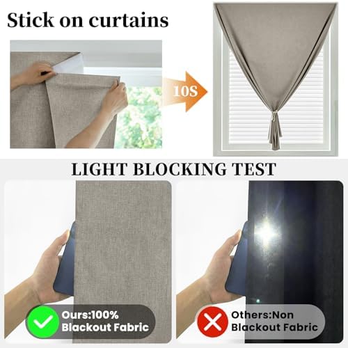 100% Blackout Adhesive Blackout Curtains- Self Stick Shades Window Blinds - Image 2