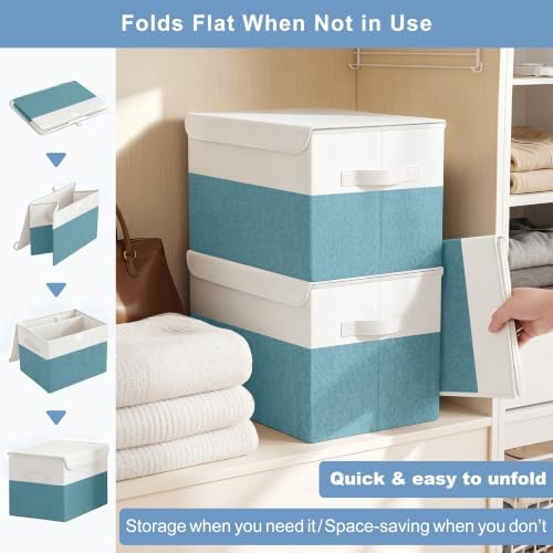 Large 17" 42 Quarts Collapsible Stackable Storage Bins - Image 7