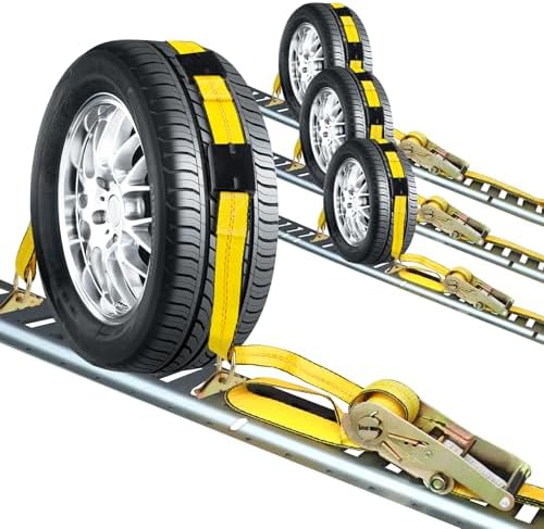 E Track Tire Straps for Trailers 4-Pack Heavy Duty 2" x 10' by Autofonder