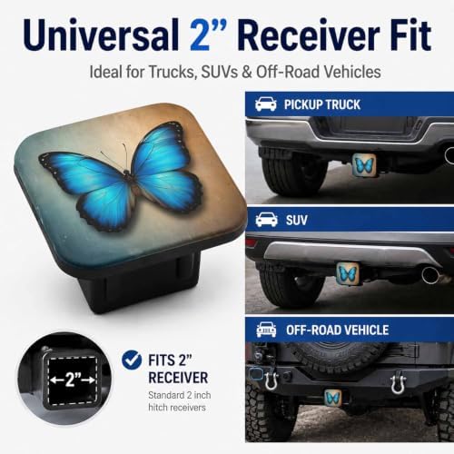 Trailer Hitch Covers Retro Butterfly, Heavy Duty 2 Inch Hitch Cover - Image 4