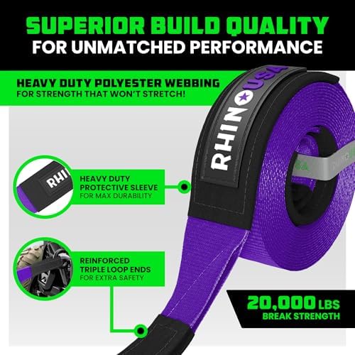 Rhino USA Offroad Recovery Tow Strap - Image 2