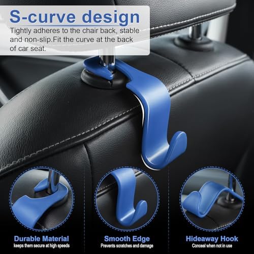 LivTee Car Seat Headrest Hook, Car Headrest Hidden Hook, 4 Pack Universal Auto - Image 2