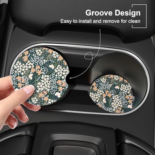 Ceramic Car Coasters – Absorbent Car Cup Holder Coaster Set - Image 2