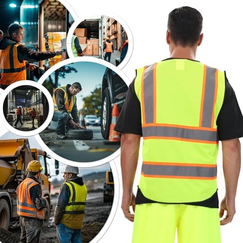JKSafety Safety Vest for Men Women Hi Vis Reflective Vest JK220 OBlack 3XL - Image 6