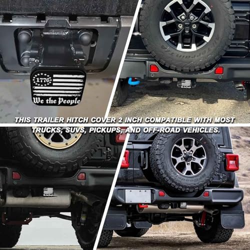 2 Inch USA Flag We The People Trailer Hitch Cover Rubber Receiver Tube Plug Cap - Image 5