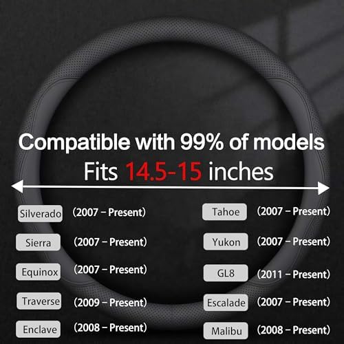 Leather Car Steering Wheel Cover, Breathable Laser-Perforated, Pure Black - Image 3