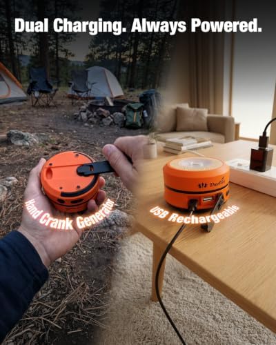 THORFIRE Hand Crank Camping Lantern 4 Pack, 2-in-1 Collapsible LED Light - Image 6
