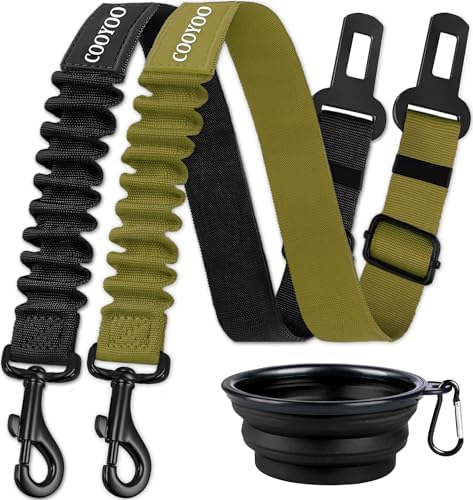 COOYOO Dog Seat Belt, 3 Piece Set Retractable Dog Car Adjustable Seatbelts by COOYOO