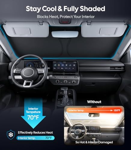 Wigoo for Hyundai Kona Windshield Sunshade, Custom Fit, Keeps Interior Cool - Image 2