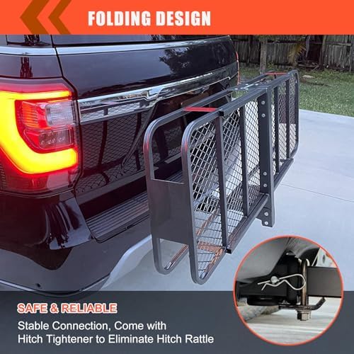 Hitch Mount Cargo Carrier Rack Basket 60"*20"*6"+Waterproof Bag 16 Cu.Ft. - Image 4