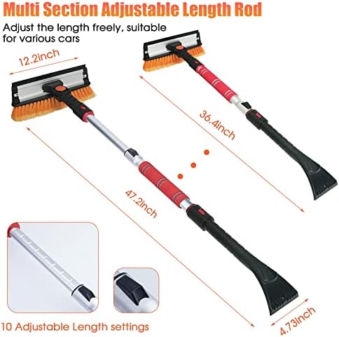 FOVAL 47.2" Extendable Ice Scraper Snow Brush - Image 5