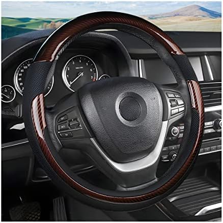 Moly Magnolia 15 Inch Car Steering Wheel Cover, Bright Black/Coffee by Moly+Magnolia