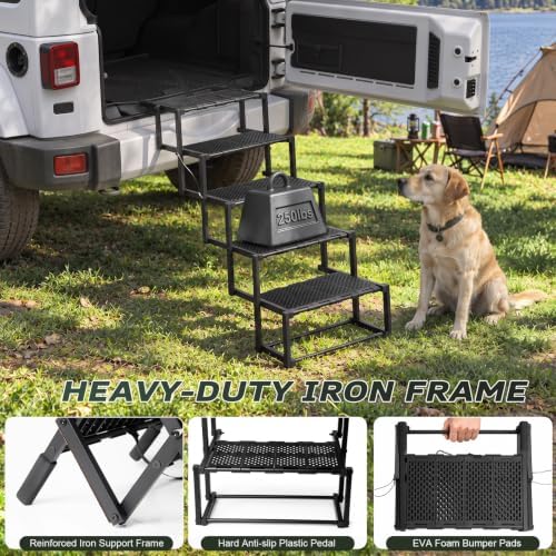 5 Steps Foldable Dog Stairs for SUV & Truck, 15.5" Long Steps - Image 4