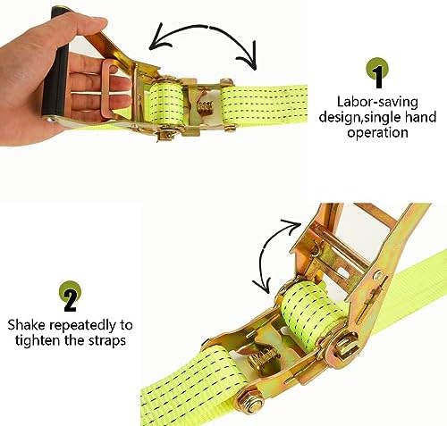 4 Pack 2 Inch Ratchet Straps Heavy Duty 20ft Tie Down Straps Ratchet - Image 5