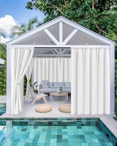 Outdoor Curtains for Patio Waterproof Rod Pocket 4 Pcs 54x95 Inch White - Image 2