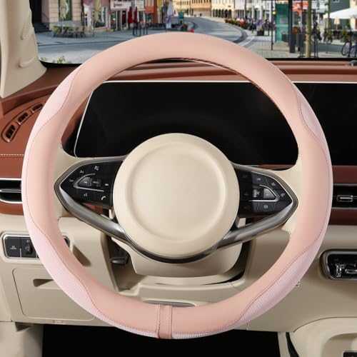 Nappa Leather Pink Steering Wheel Cover Women Large 16 inch - Image 2