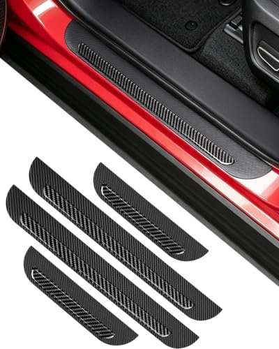4PCS Car Door Sill Protector, Genuine Carbon Fiber + PC Car Door Protector Edge by Speechn