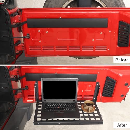 CheroCar for Jeep JK Tailgate Table Rear Foldable Cargo Shelf Aluminum Alloy - Image 2