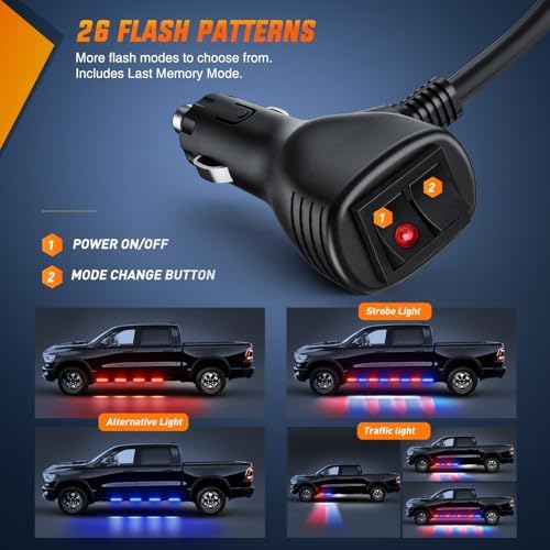 Nilight 2PCS 70 Inch Running Board LED Lights Strip Red Blue - Image 2