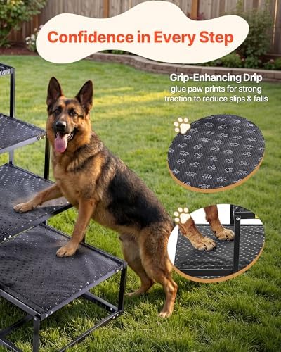 VEVOR Dog Stairs for Car, 4 Steps Extra Wide Foldable Dog Ramp for Large Dogs - Image 4