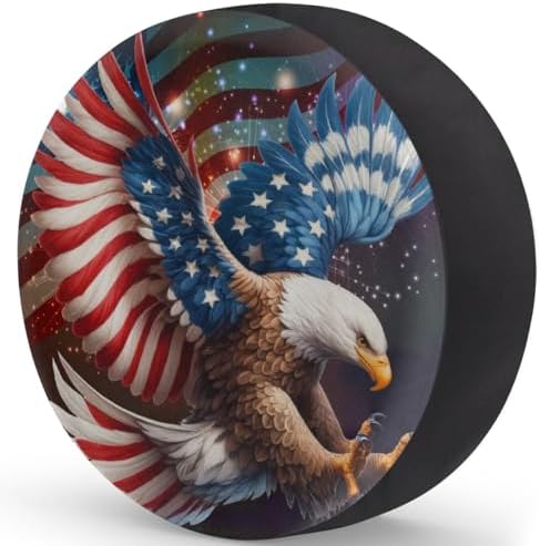 Spare Tire Cover for RV Trailer, American Flag Eagle Waterproof Sun Leather - Image 2
