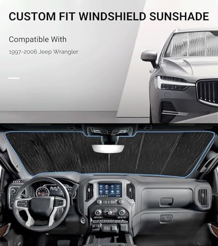 Pigenius Windshield Sunshade for Jeep Wrangler 1997-2006 Custom Front Window - Image 2