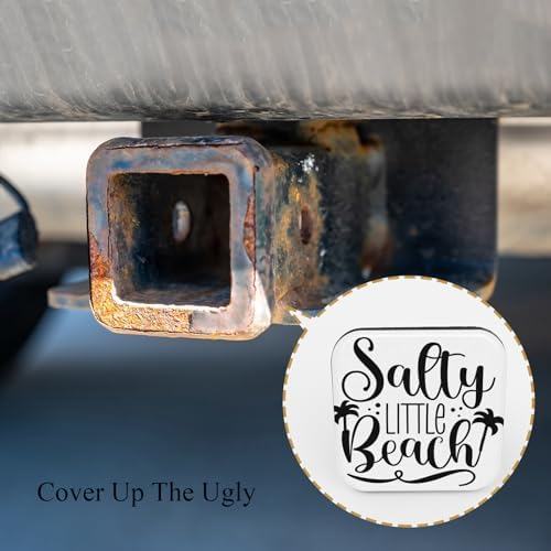 Travel Trailer Hitch Receiver Cover Cap Salty Little Beach Word Happy Slogan - Image 4