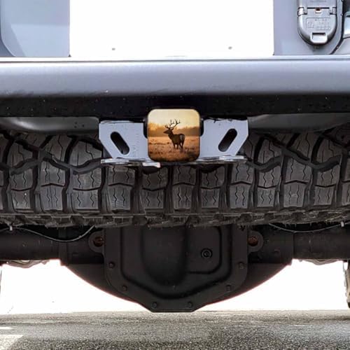 Auto Hitch Cover for Trucks Deer, Foggy Forest Animal Red Deer Moose Sturdy - Image 6
