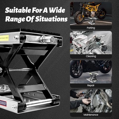 1500 LBS Motorcycle Jack, Thickened 0.48" Rubber Pad Motorcycle Stand Lift - Image 7