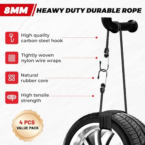 4Pcs Bungee Cords with Hooks, Heavy Duty Outdoor Elastic Bungee Straps - Image 5