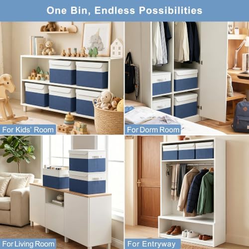 Bagnizer Large 22 Quart Linen Fabric Foldable Storage Bin Cube Organizer Basket - Image 4