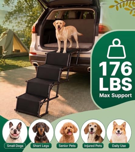 Foldable Dog Stairs Steps for Car Truck SUV, Stairs for Dogs to Get in Car - Image 3