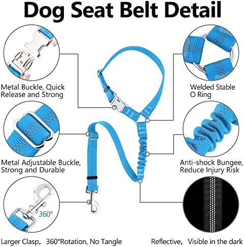 Plutus Pet Dog Seat Belt for Car Headrest, Reflective - Image 2