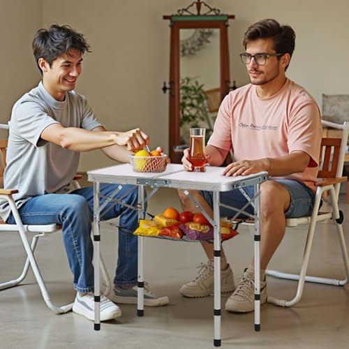 VEVOR Folding Camping Table, Adjustable Height Aluminum MDF Outdoor Portable - Image 2