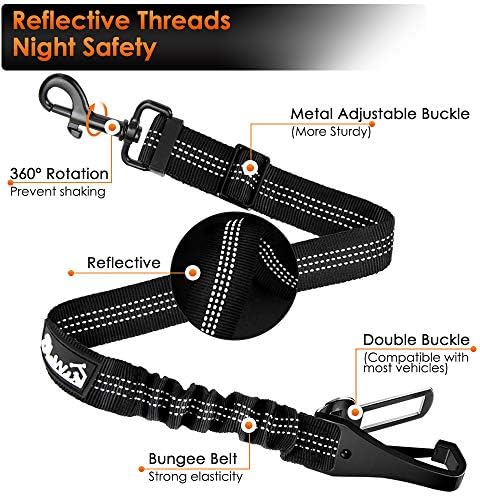 SlowTon Dog Car Seat Belt, 3 in 1 Latch Bar Attachment Dog Safety Seatbelt - Image 4