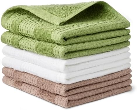 Amazon Basics Organic Cotton Waffle Kitchen Dish Cloths, Ultra Absorbent by AmazonBasics